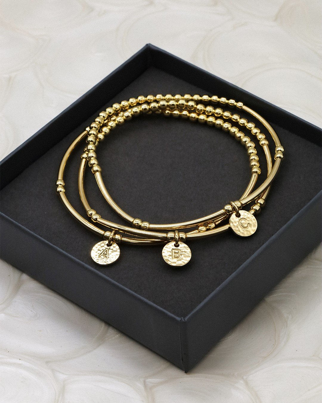 Love Letter Hammered Bracelet Gold
