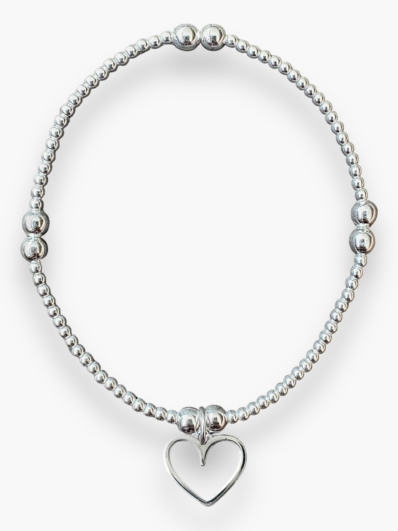 Silver- 2 Ball Heart Blt