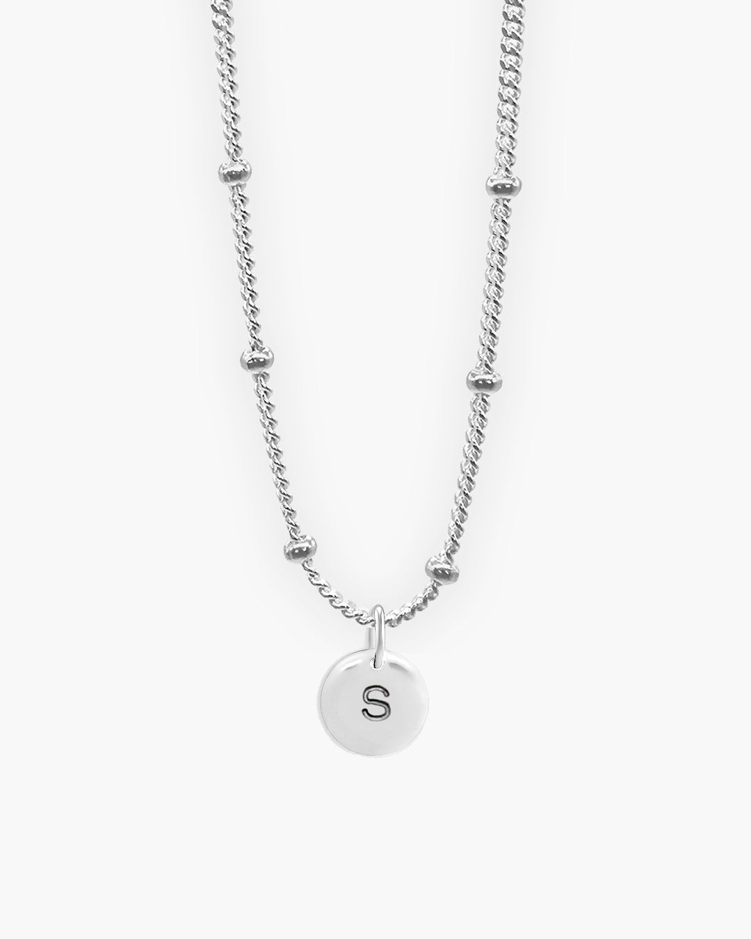 Silver Round Love Letter S Necklace