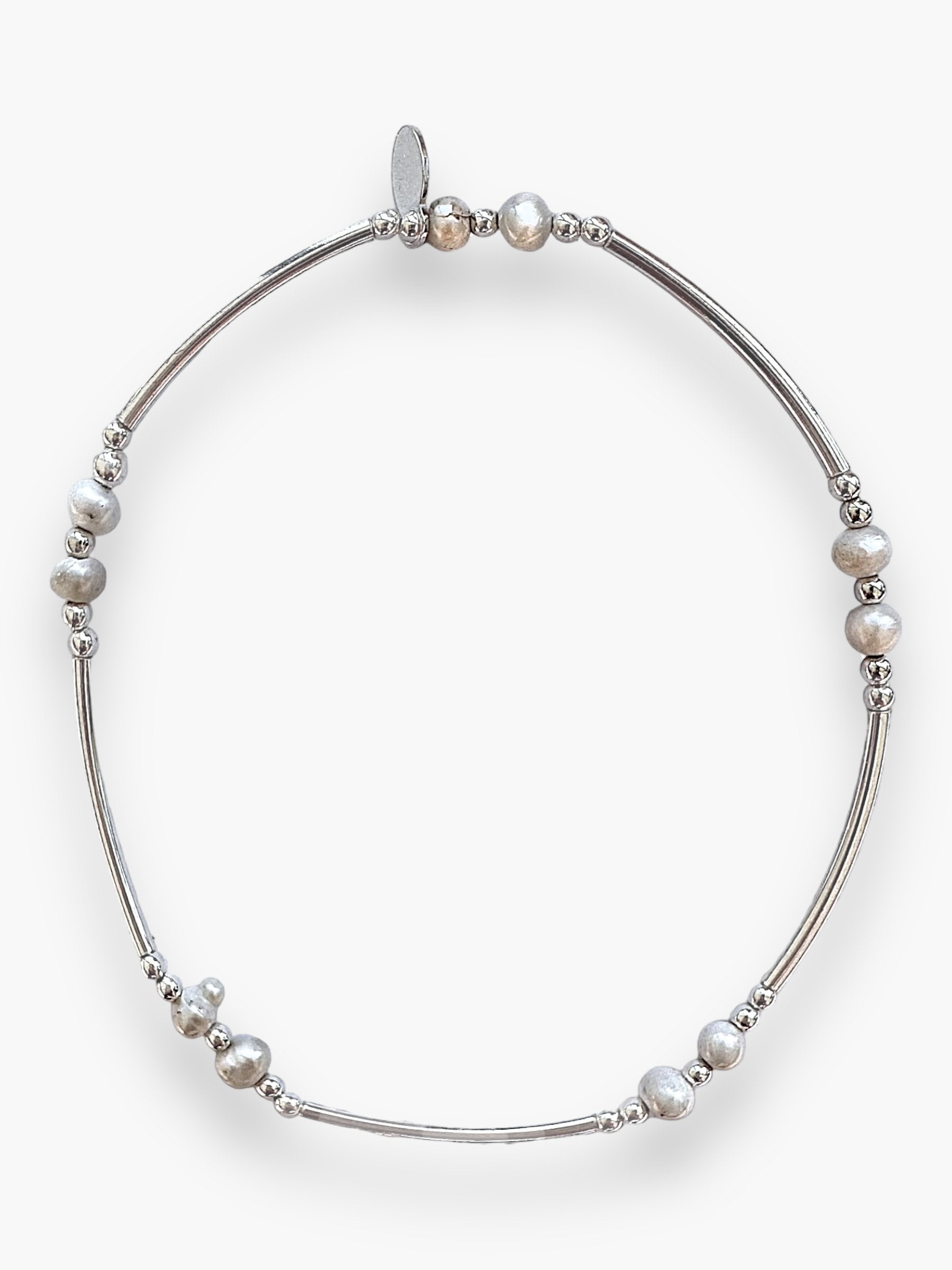 Silver 2 Pearl Bracelet