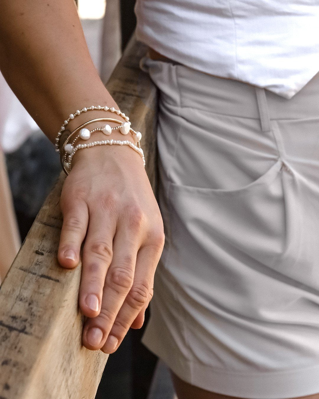 Gold Pearl Heart Bracelet