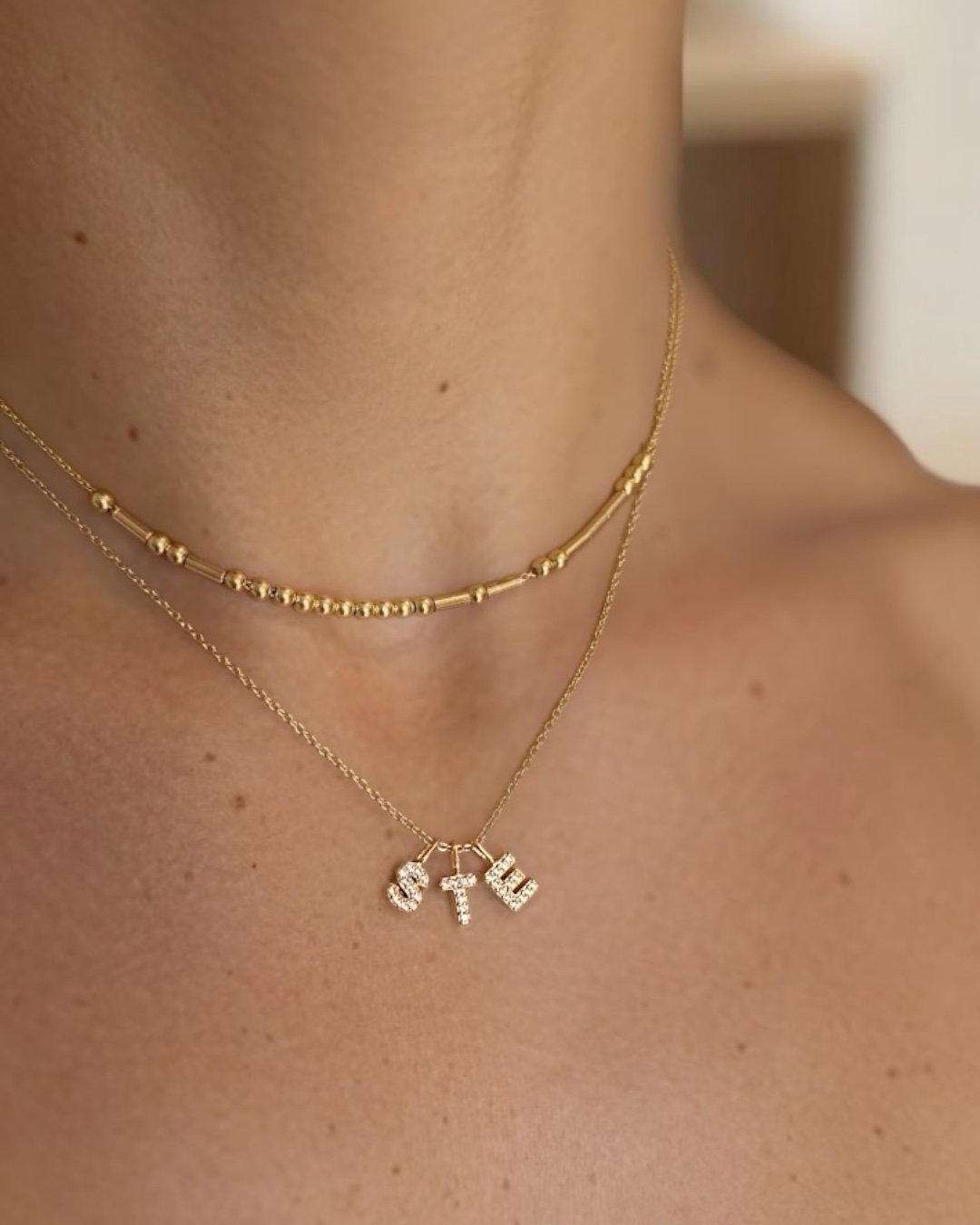 Love Letter Zirconia Necklace 3 Loves Gold