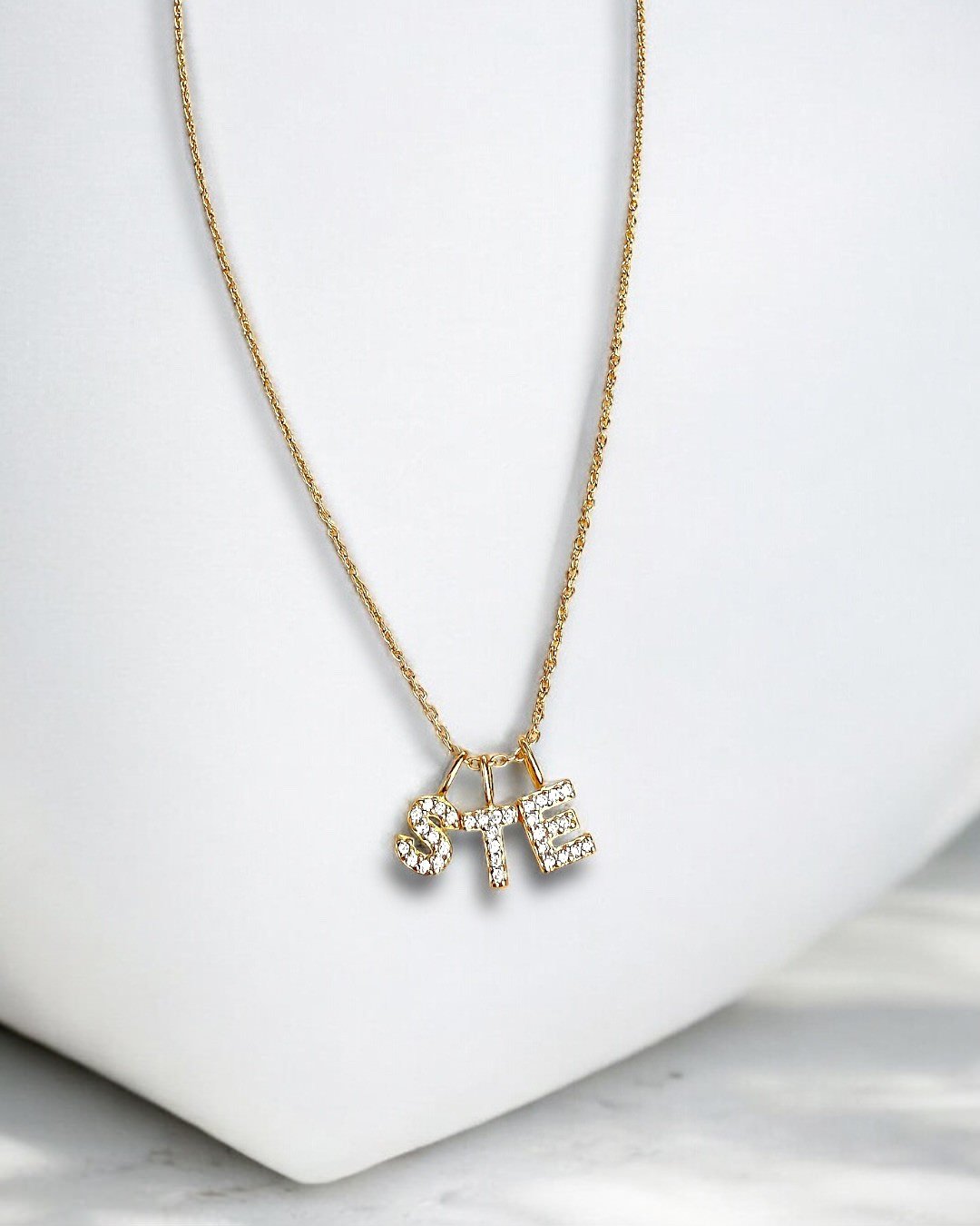 Love Letter Zirconia Necklace 3 Loves Gold