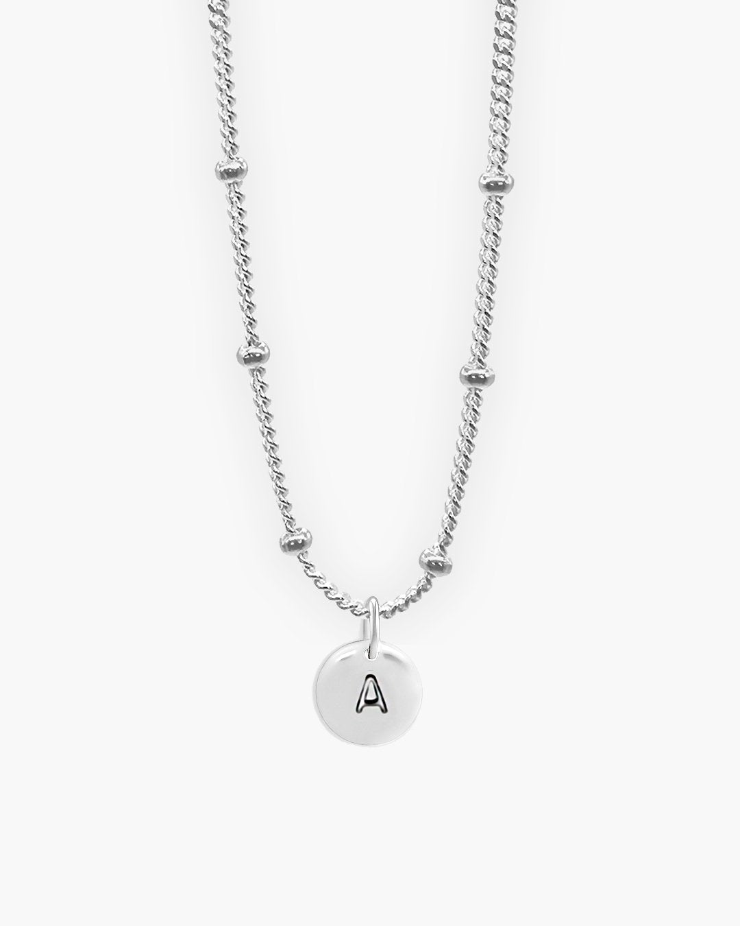 Silver Round Love Letter A Necklace