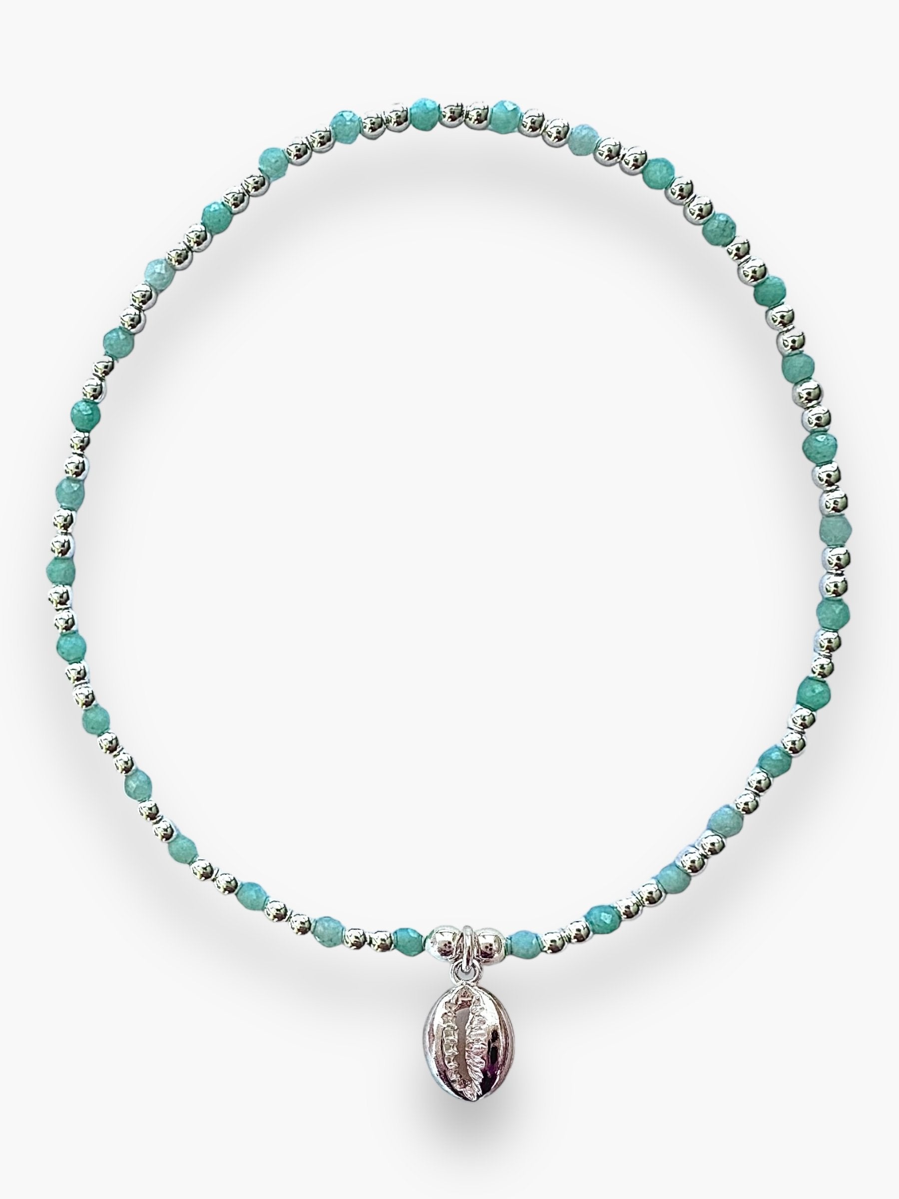Amazonite- SS Cowrie Shell Blt