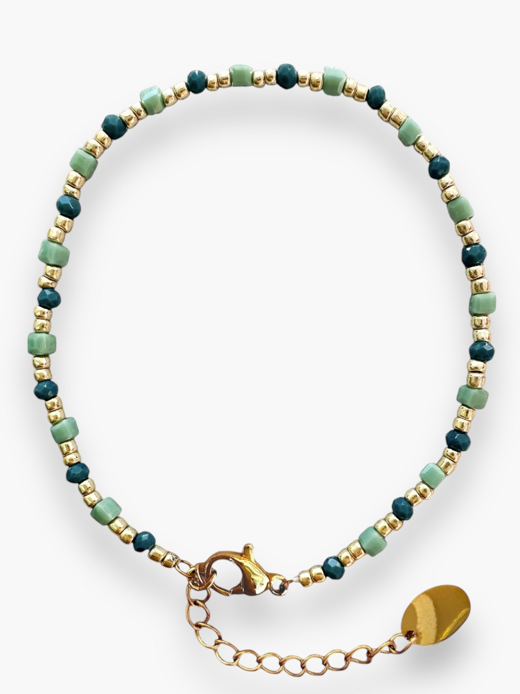 Gold- Navy Teal Beaded Blt