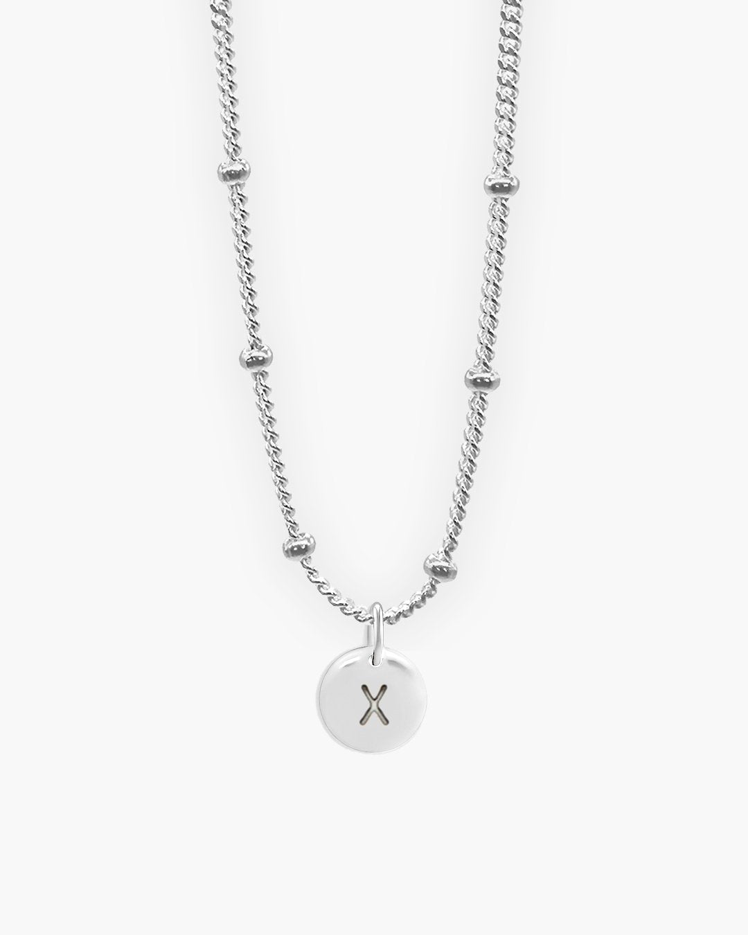 Silver Round Love Letter X Necklace