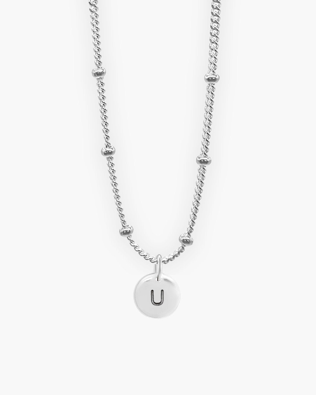 Silver Round Love Letter U Necklace