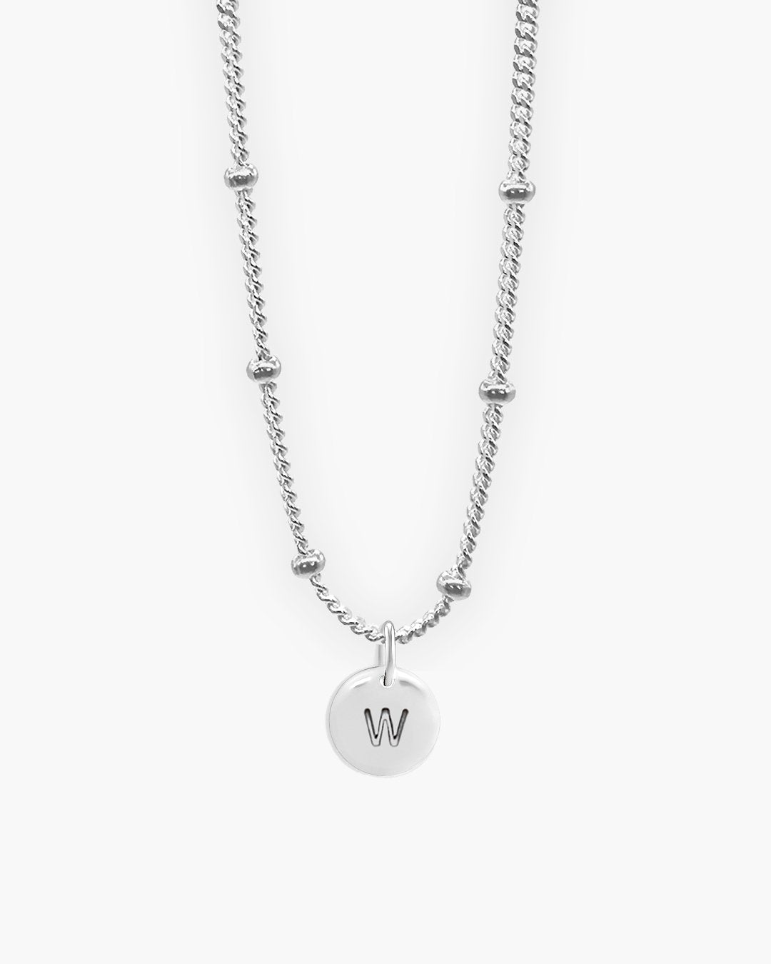 Silver Round Love Letter W Necklace