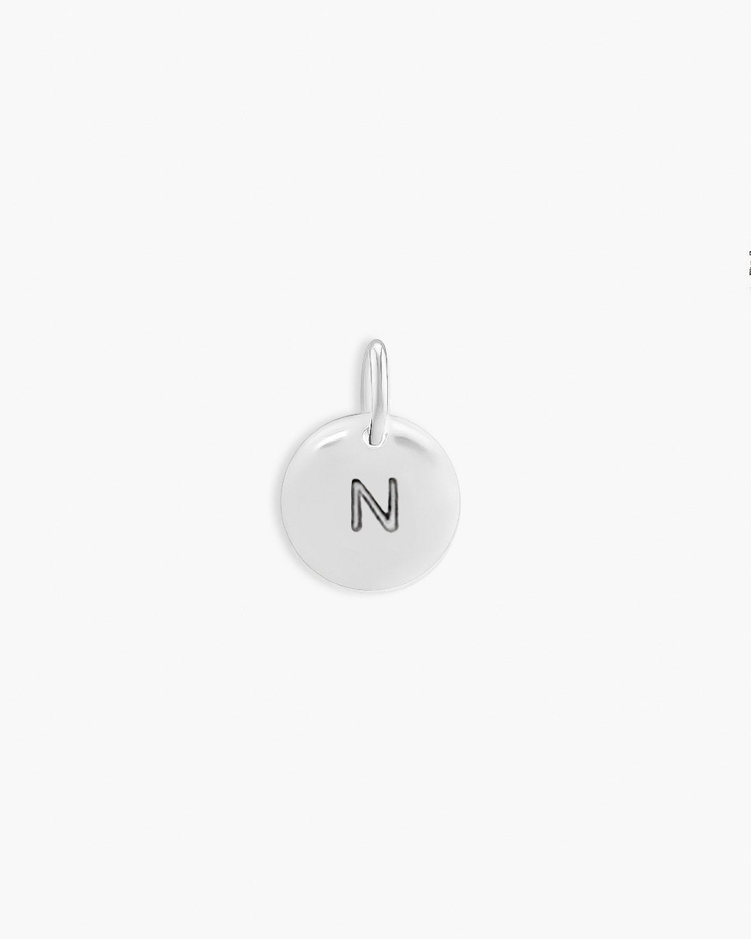 Silver Round Love Letter N Pendant