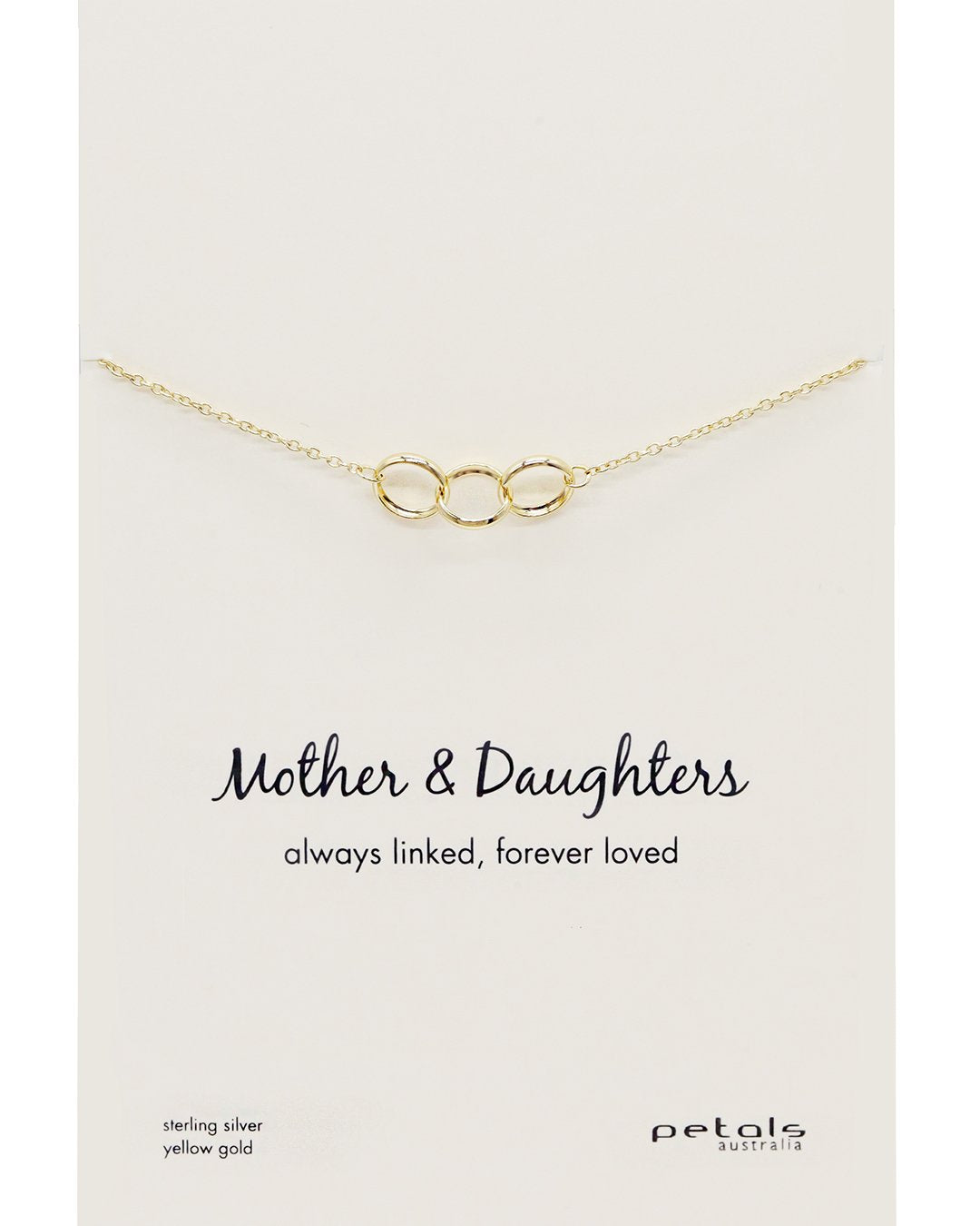 Plain Gold triple circle chain on Petals Australia Blessed With Love gift card and box